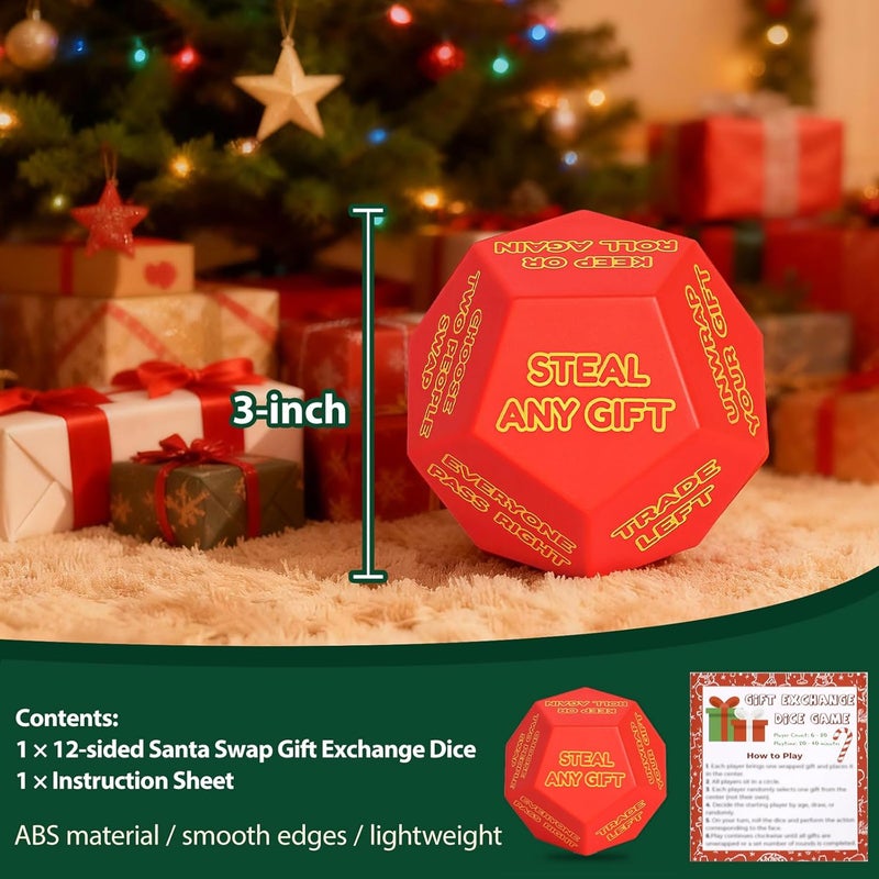 BUBERO Store Santa Swap Gift Exchange Dice, Exchange Gifts Christmas Games for Family Party, Christmas Stocking Stuffers White Elephant Gift Swap Dice Game for Teens, Kids, Adults, Families and Holiday - Image 3
